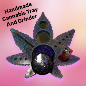 Large Leaf Accessory Tray and Herb Grinder Set