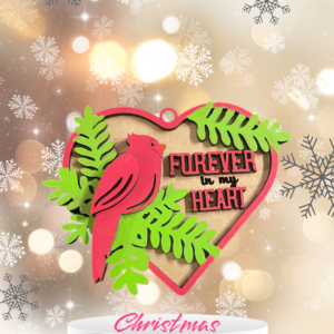 Forever in my Heart Cardinal Heart Christmas Ornament