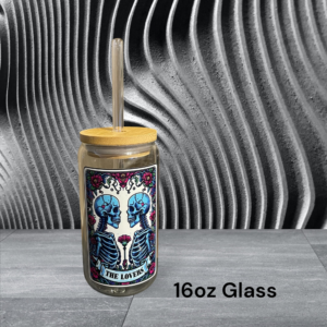 16oz Skeleton Tarot Card Drinking Glass