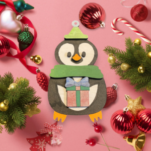 Penguin Holding Giftbox Christmas Ornament