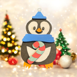 Penguin Holding Candy Cane Christmas Ornament
