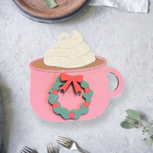 Wreath Hot Cocoa Mug Christmas Ornament