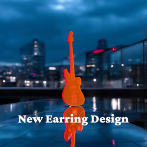 Fluorescent Pink Guitar Earrings
