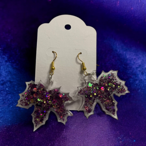 Purple Glitter Maple Leaves