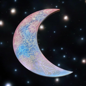 Blue and Purple Floral Crescent Moon