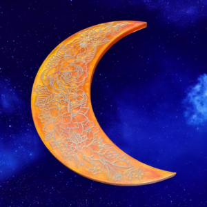 Yellow and Orange Floral Crescent Moon