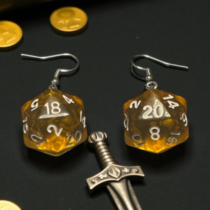 Yellow D20 Earrings