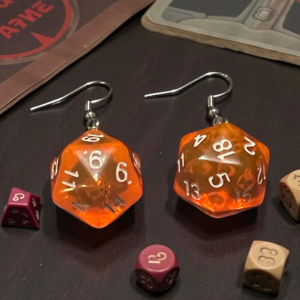 Orange D20 Earrings