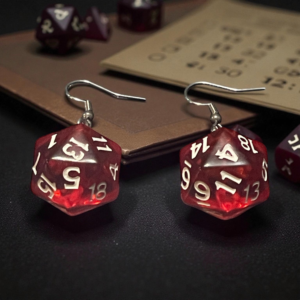 Red D20 Earrings