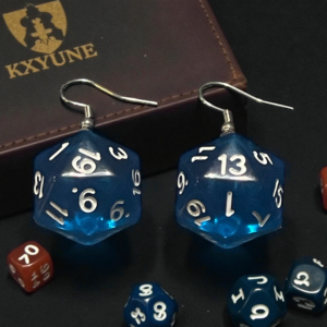 Blue D20 Earrings
