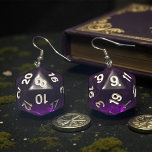 Purple D20 Earrings
