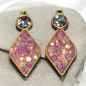 Circle and Rounded Diamond Dangle Earrings